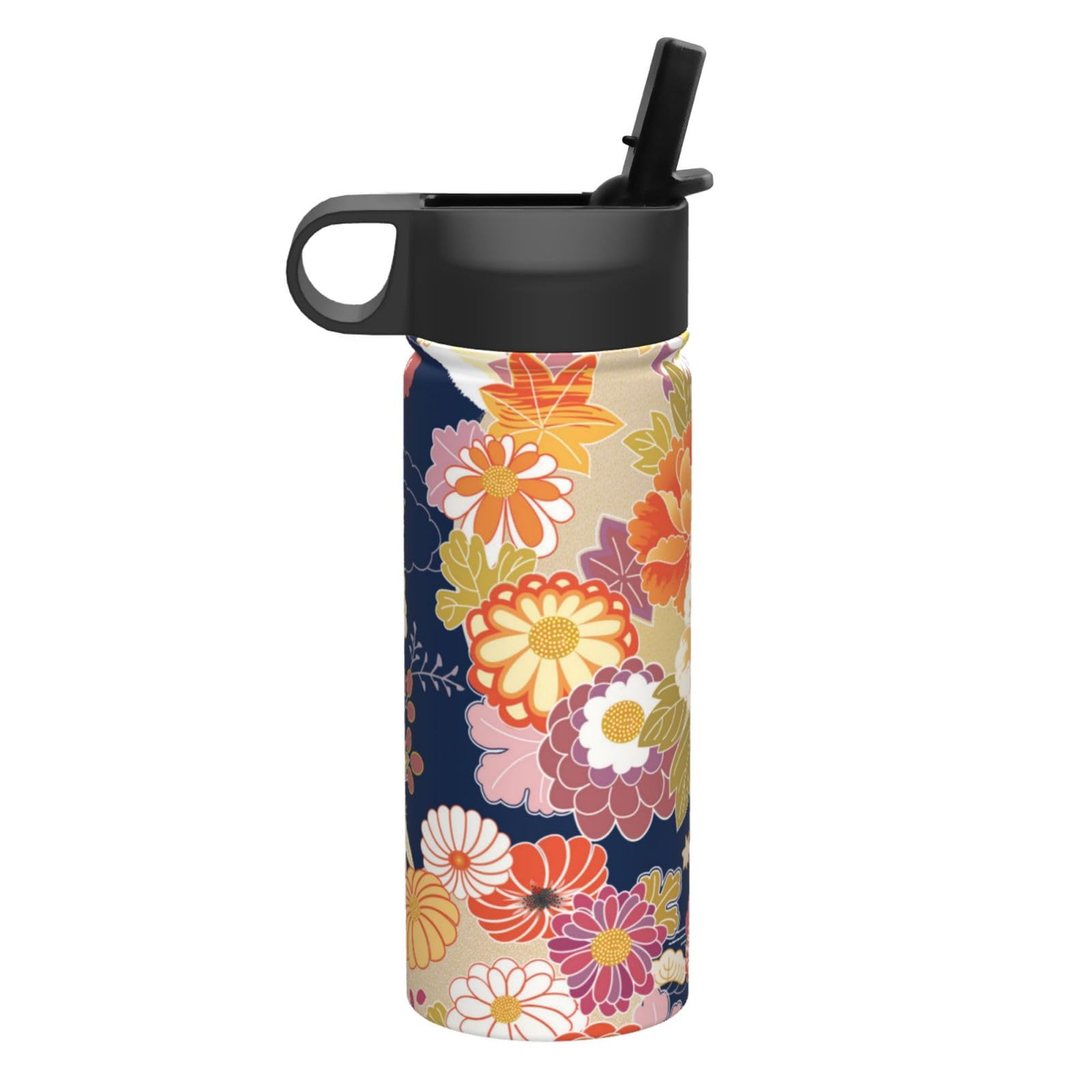 Amazon｜和柄 花 和風 水筒 スポーツボトル 魔法瓶 ステンレス 断熱